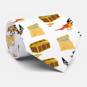 Pirate Ship Treasure Chest Theme Pattern Tie