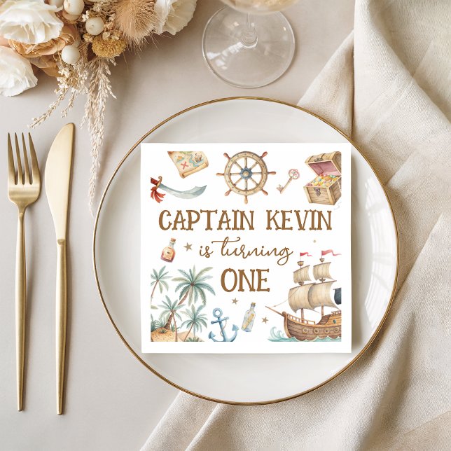 Pirate Ship Treasure Map Birthday Napkins (Creator Uploaded)