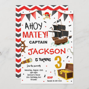Pirate Ship Trésor Invitation Anniversaire