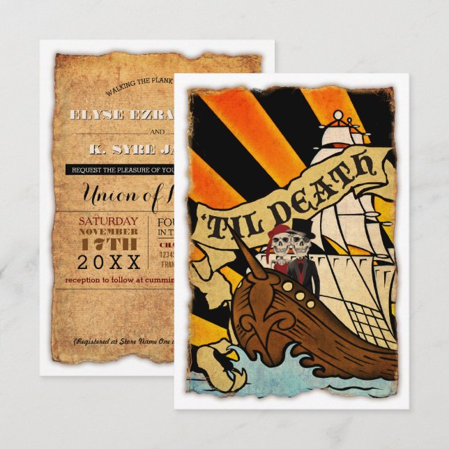 pirate ship wedding invitations (Front/Back)