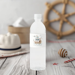 Pirate Ship with Animals Kids Party Water Bottle Label