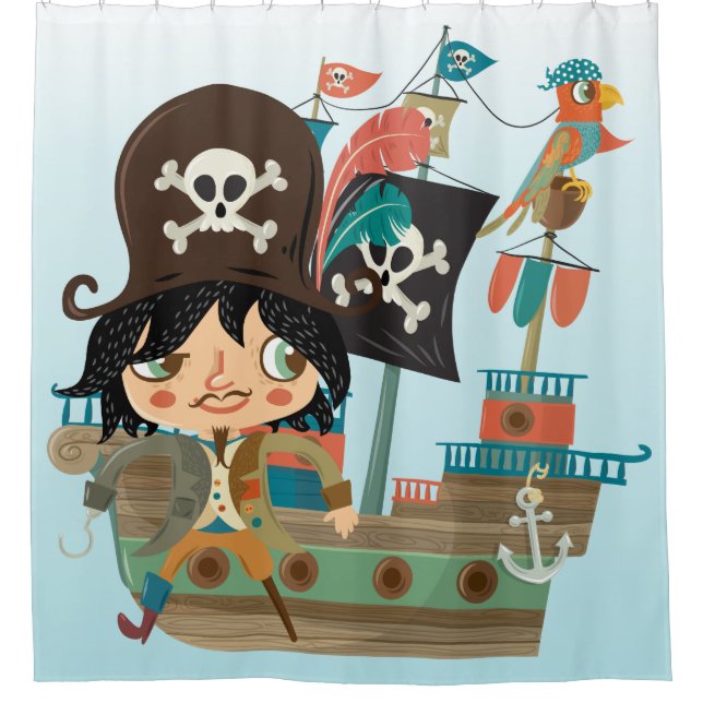 Pirate Ship With Parrot and Peg Leg Pirate (Front)