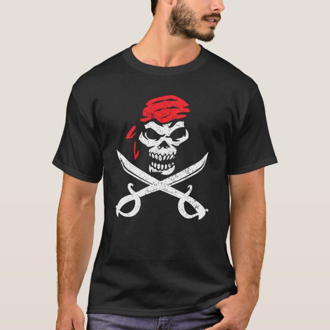 Pirate Shirt With Crossbones & Eye Patch Skull Gra (Front)
