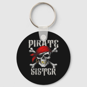 Pirate Sister Jolly Roger Flag And Skull Crossbone Keychain
