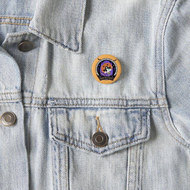 Pirate skeleton cat 1 inch round button (In Situ)