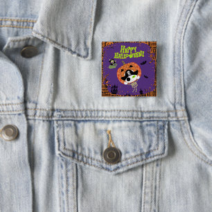 Pirate skeleton cat 2 inch square button