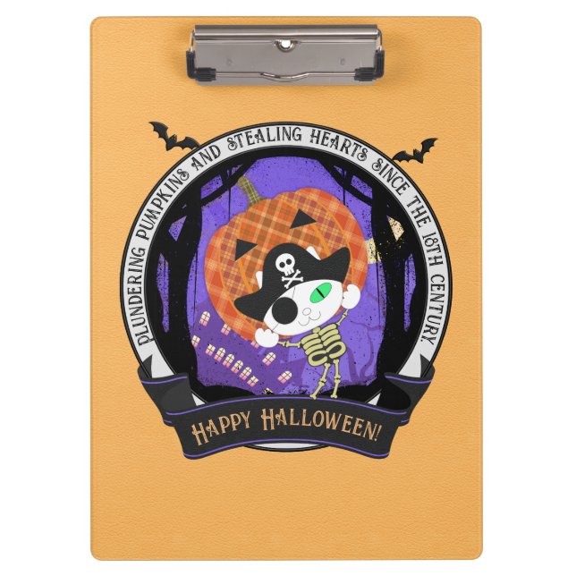 Pirate skeleton cat clipboard (Front)