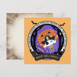 Pirate skeleton cat invitation