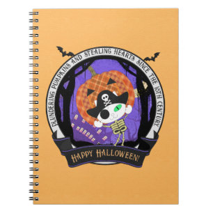 Pirate skeleton cat notebook