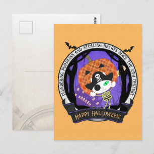 Pirate skeleton cat postcard