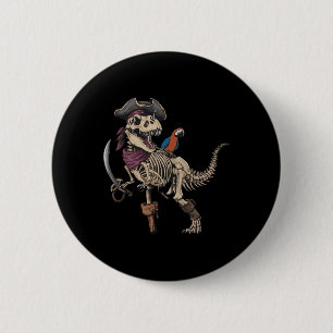 Pirate Skeleton Dinosaur T Rex Funny Tyrannosaurus 2 Inch Round Button