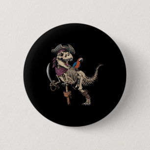 Pirate Skeleton Dinosaur T Rex Funny Tyrannosaurus 2 Inch Round Button