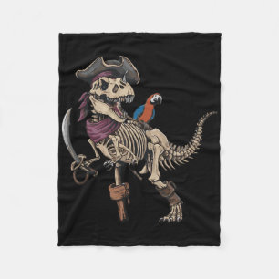 Pirate Skeleton Dinosaur T Rex Funny Tyrannosaurus Fleece Blanket
