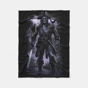 Pirate Skeleton Ghost Ship Halloween Costume Party Fleece Blanket