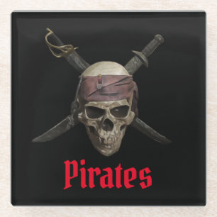 Pirate skeleton glass coaster