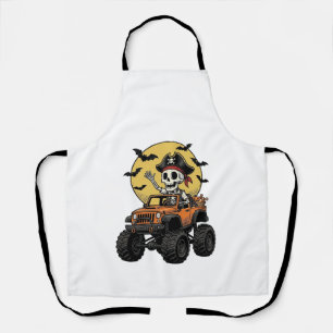 Pirate Skeleton Monster Truck Halloween Design_1 Apron