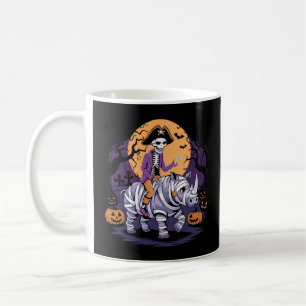 Pirate skeleton riding a rhino mummy halloween coffee mug