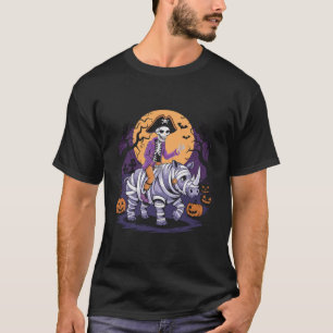 Pirate skeleton riding a rhino mummy halloween T-Shirt