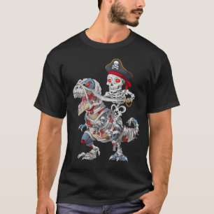 Pirate Skeleton Riding Mummy Zombie Dinosaur T-Shirt