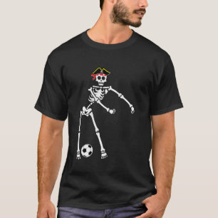Pirate Skeleton Soccer Halloween Tshirt Flossing D