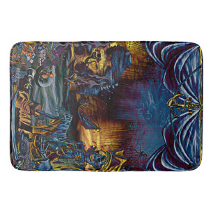 Pirate Skeleton Treasure Under the Sea Comic Art Bath Mat