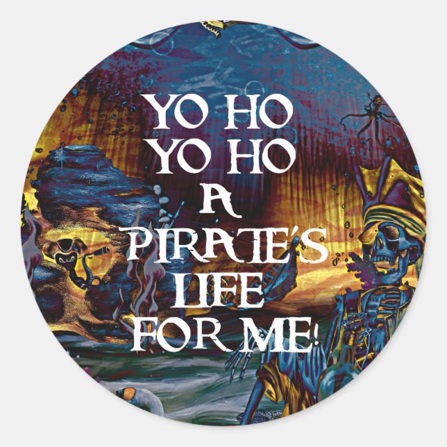 Pirate Skeleton Treasure Under the Sea Comic Art Classic Round Sticker (Front)