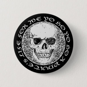pirate skull 2 inch round button