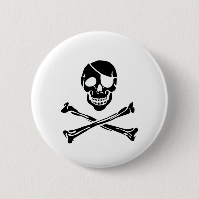 Pirate Skull 2 Inch Round Button (Front)