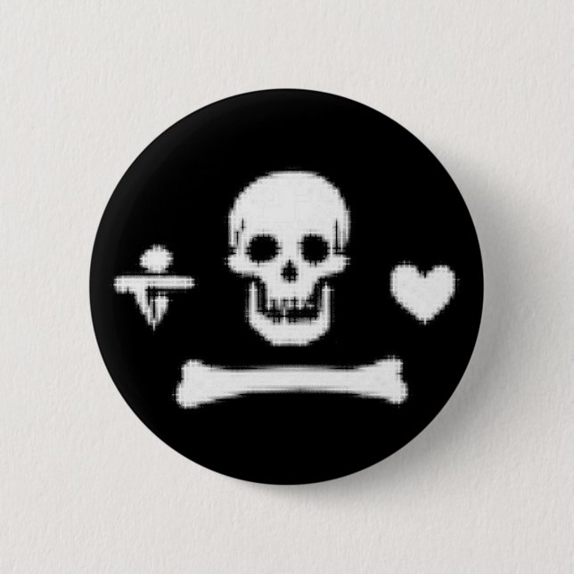 Pirate Skull 2 Inch Round Button (Front)