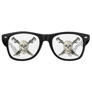 Pirate (Skull) - Adult Retro Party Shades, White Sunglasses