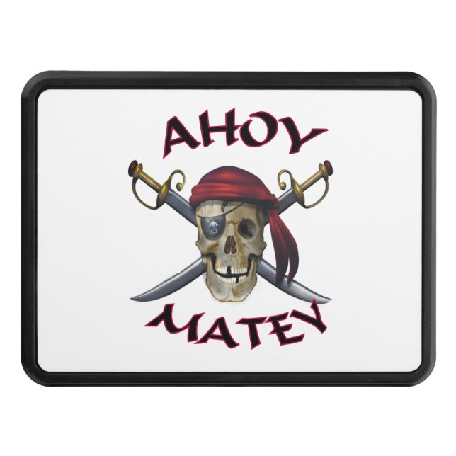 Pirate skull "ahoy Matey" Trailer Hitch Cover (Front)