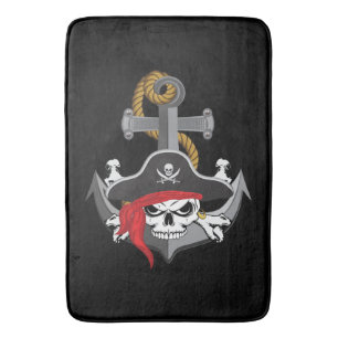 Pirate Skull Anchor Bath Mat