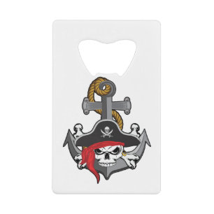 Pirate Skull Anchor Credit Card Bottle Opener