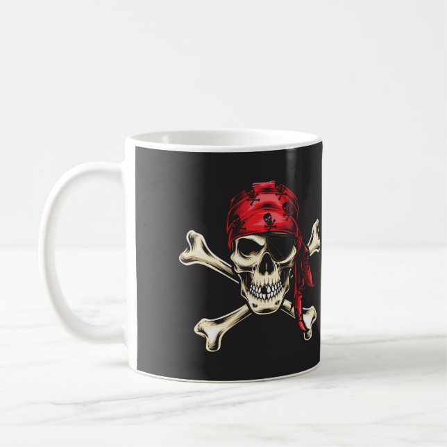 Pirate Skull and Cross Bones Coffee Mug (Left)
