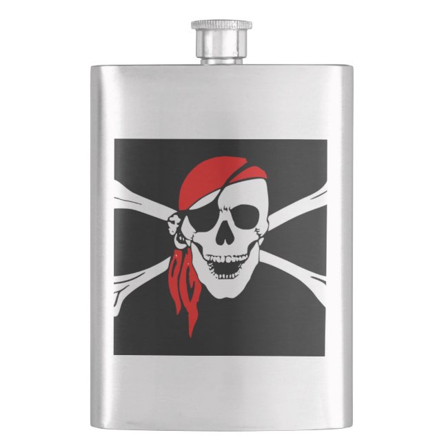 Pirate Skull and cross bones Hip Flask (Front)