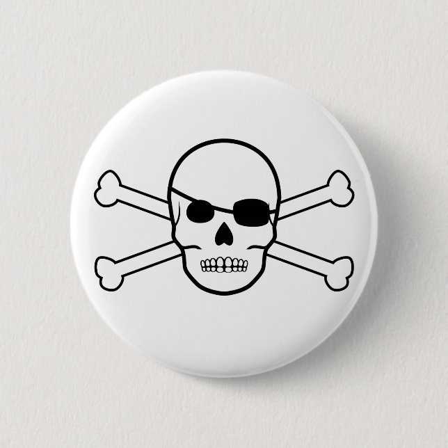 pirate skull and crossbones 2 inch round button (Front)