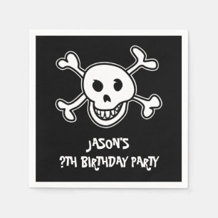 Pirate skull and crossbones Birthday party napkins