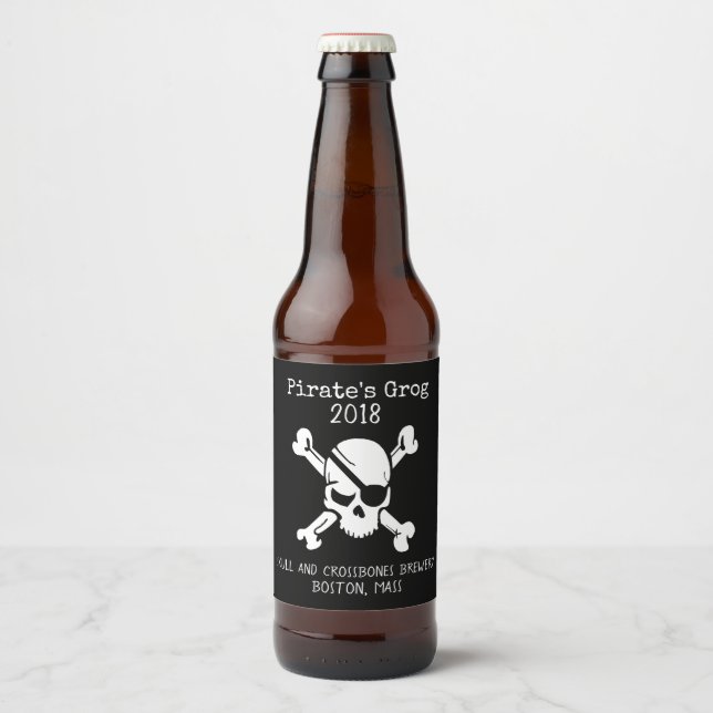 Pirate Skull and Crossbones Custom Beer Label (Front)
