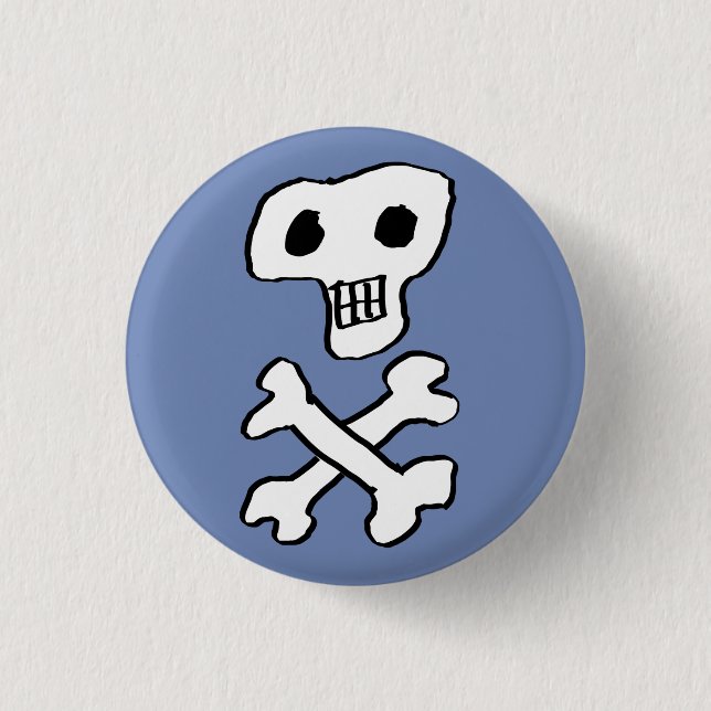 Pirate skull and crossbones design 1 inch round button (Front)