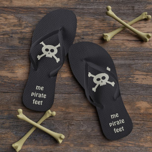 Pirate Skull and Crossbones Funny Jolly Roger Flip Flops