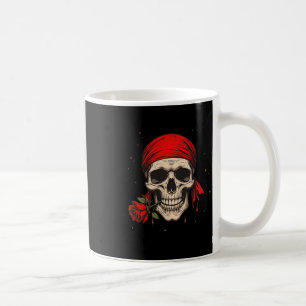 Pirate Skull And Crossbones Hand Red Flower For Ha Coffee Mug