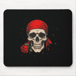Pirate Skull And Crossbones Hand Red Flower For Ha Mouse Pad
