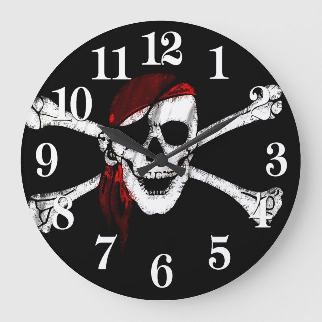 Pirate Skull and Crossbones Large Clock (Front)