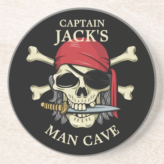 Pirate Skull and Crossbones Man Cave Coaster (Front)