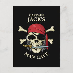 Pirate Skull and Crossbones Man Cave Postcard