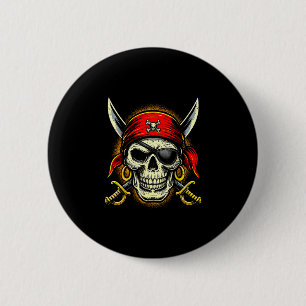 Pirate skull and crossbones skeleton halloween 2 inch round button