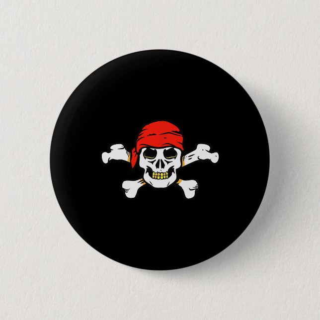 Pirate Skull And Crossbones Skeleton Halloween For 2 Inch Round Button (Front)