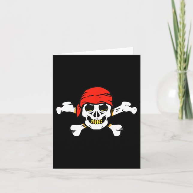 Pirate Skull And Crossbones Skeleton Halloween For Card (Front)