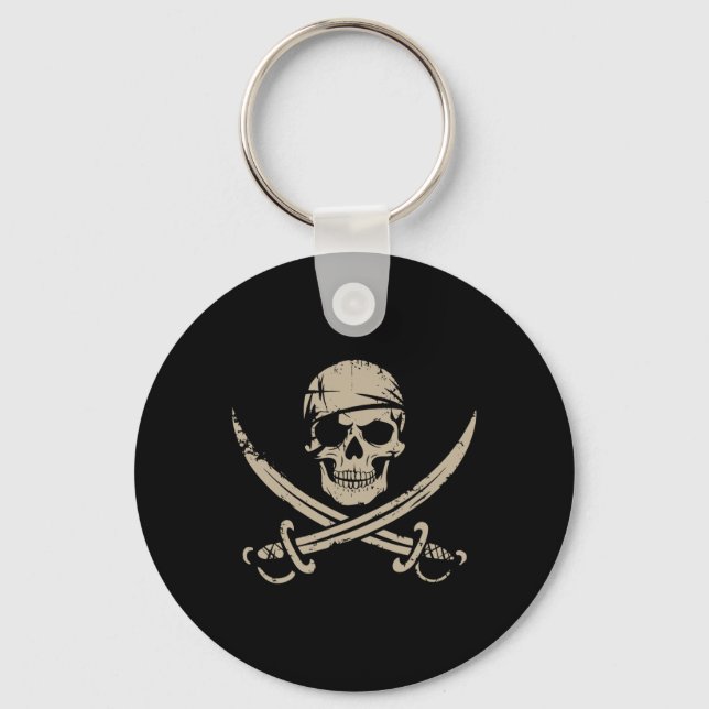 Pirate Skull And Crossbones Skeleton Halloween For Keychain (Front)