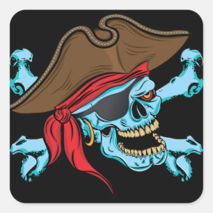 Pirate Skull and Crossbones Square Sticker
